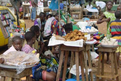 A market in Freetown, Sierra Leone.