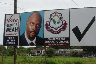 George Weah campaign poster (file photo).