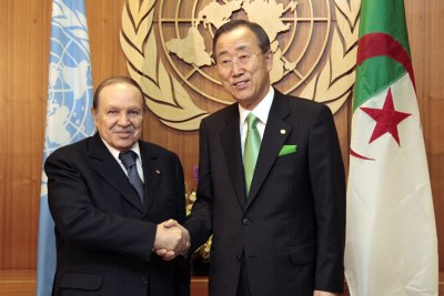 President Abdelaziz Bouteflika, left, meets UN Secretary-General Ban Ki-moon (file photo).