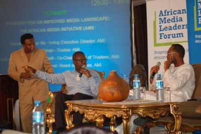 Trevor Ncube, owner of Alpha Media, making a point at the Media Forum (file photo).