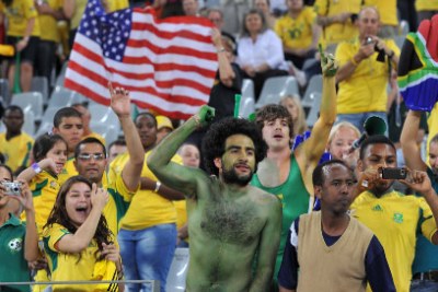 South African fans show their support as Bafana Bafana played the United States.