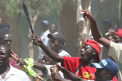 A scene from the violence which swept areas of Kenya after the 2007 general election.