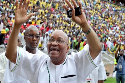 President Jacob Zuma at the 99th anniversary celebration of the ruling African National Congress.