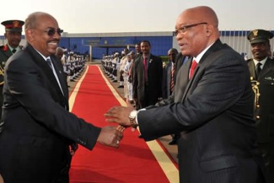 President Zuma of South Africa and Sudanese leader Omar al-Bashir
