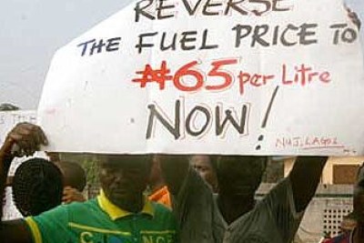 Protesters want the fuel price returned to its previous level.