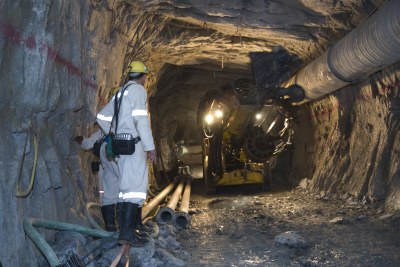 Drilling underground in a South African gold mine.