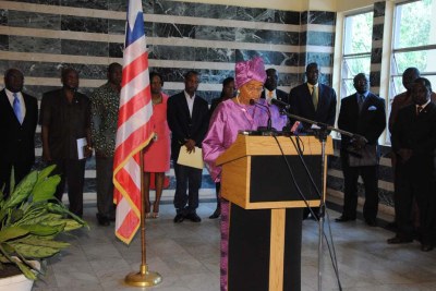 President Sirleaf and members of her cabinet (file photo):