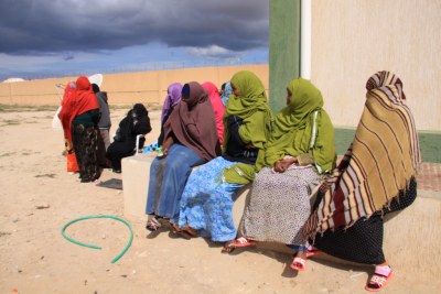 A colourful group of Somali women in the Benghazi detention centre, where they are being held after making the long, dangerous overland journey to Libya.