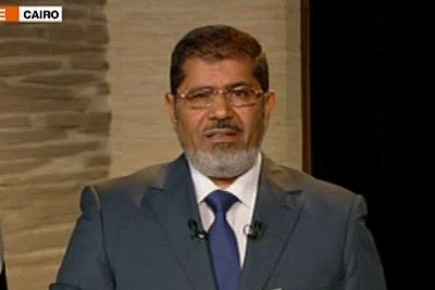 President-elect Mohamed Mursi addresses the nation on the night his election victory was announced.