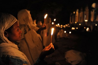 Orthodox Christians celebrate Easter during a night long service at St Georges Church Bahir Dar, Ethiopia. (File Photo)