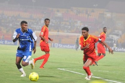 Zambia's Jonas Sakuwaha in Action: The soccer star helped his club Sudan giant Al Merreikh to defeat Al Hilal 3-2 in a all-Sudan CAF clash to win Group A race