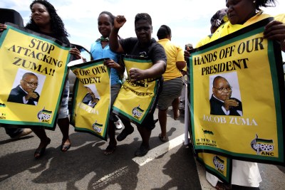 Supporters outside President Jacob Zuma's residence in Nkandla.