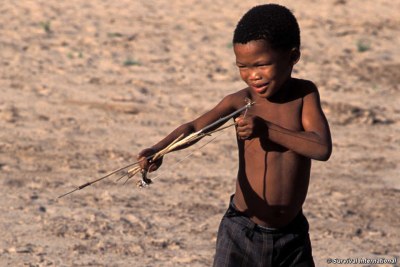 Children have been arrested by paramilitary police which are signs of a new government policy to intimidate Bushmen who have returned to the Central Kalahari Game Reserve.
