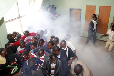 Zambian police beat and teargas opposition protesters (file photo).