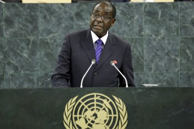President Robert Mugabe addressing the UN General Assembly.