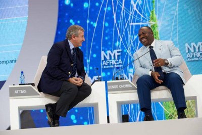 Richard Attias avec le président Ali Bongo au New York Forum Africa.