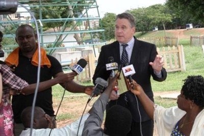 Rep. Chris Smith (Republican-New Jersey) at Abuja's Unity Fountain, scene of #BringBackOurGirls protests.