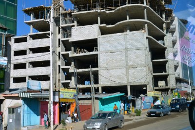 One of the many construction sites in Addis Ababa reflecting the capital city's rapid economic growth and population rise.
