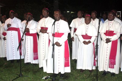 Des évêques congolais membres de la Cenco au centre Nganda à Kinshasa.