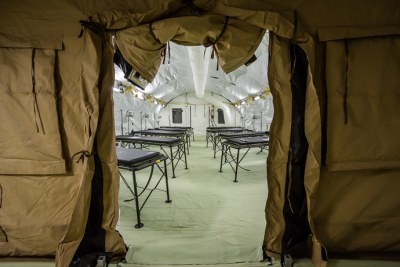 Inside one of the patient wings of a new critical care hospital being built by the U.S. Department of Defense and the U.S. Public Health Service in Harbel, Liberia.