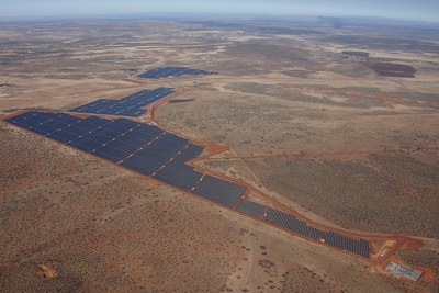 The new 96 megawatt photovoltaic solar power project in South Africa's Northern Cape province.