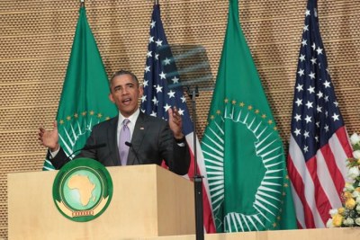 Visite officielle du président des Etats-Unis, Barack Obama, au siège de l'Union Africaine, à Addis Abéba en Ethiopie, le 28 juillet 2015.
