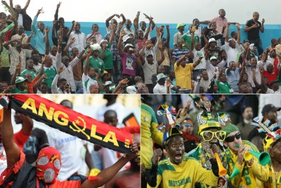 Fans from Nigeria, Angola and South Africa show their support for their countries.