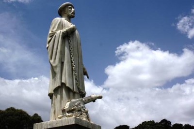 The statue of bishop Abune Petros in Addis Ababa, Ethiopia.