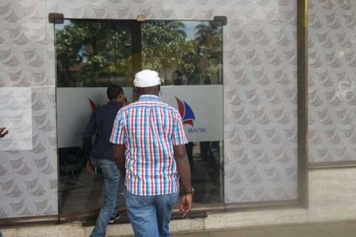 Chase Bank on Mama Ngina Street in Nairobi on April 27, 2016 upon reopening.