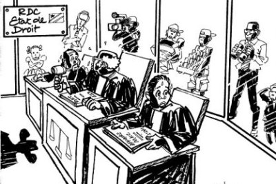 Sketch of Moïse Katumbi's court session.