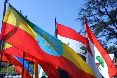 Ethiopia's national and regional flags.