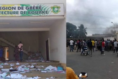 L'image qu'offre la préfecture générale et la préfecture de police de Bouaké après le passage des manifestants ce vendredi 22 juillet 2016