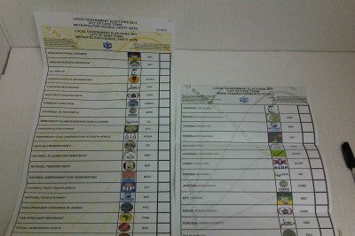 Municipal election ballot papers (file photo).