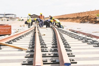 Construction of the standard gauge railway line (file photo).