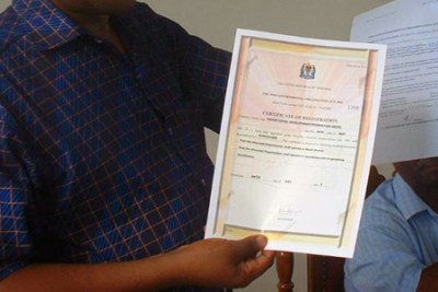 School certificates in Tanzania.