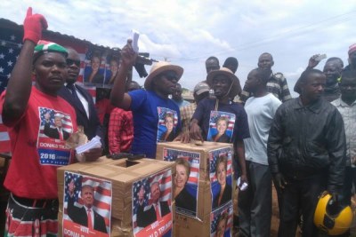 Kogelo residents hold mock elections at Nyang'oma market . They said they will forward the results to US 'to help choose the successor of Barack Obama'.