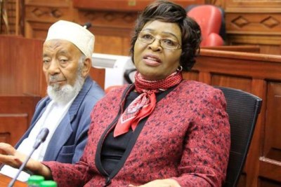 IEBC selection panel chairperson Bernadette Musundi and vice-chairman Abdulghafur El-Busaidy when they said they had re-advertised the chairman's post.