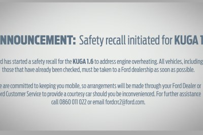 Ford South Africa has recalled its Kuga 1.6 vehicles after more than 40 fires.