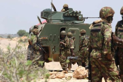 Kenya Defence Forces soldiers under the Africa Union Mission in Somalia in Kismayo (file photo)