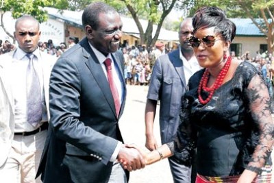 Teso South MP Mary Emase welcomes Deputy President William Ruto (file photo).