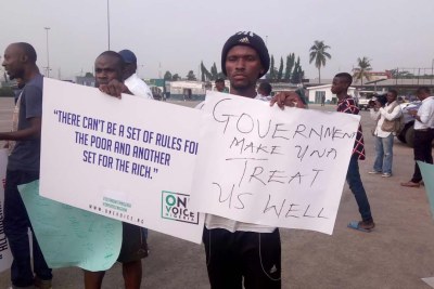 OneVoiceNigeria anti government protest at the National stadium, Lagos.