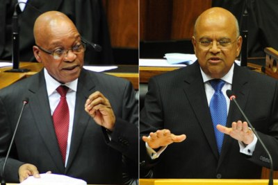Left: President Jacob Zuma. Right: Finance Minister Pravin Gordhan (file photo).