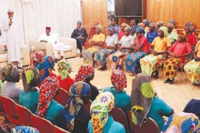 82 Chibok girls addressed by President Muhammadu Buhari at his residence