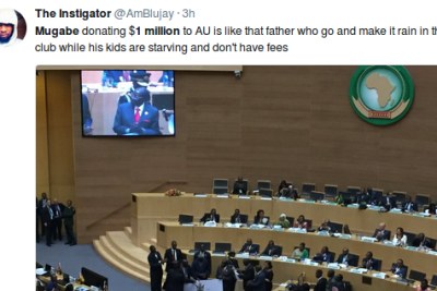 Social media users react to President Robert Mugabe's donation.
