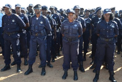 Police officers ready to secure electoral process.