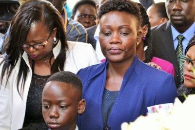 Chris Msando’s widow Eva Buyu at the late IEBC official's requiem mass.