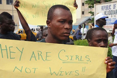 People attend a rally opposing child marriage in Monrovia (file photo).