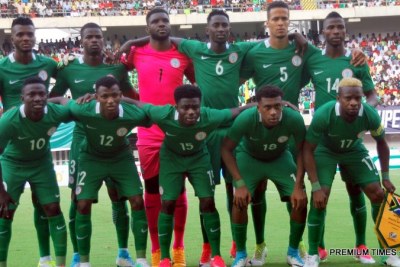 The Super Eagles squad for the 2019 AFCON qualifying match against Bafana Bafana of South Africa, in Uyo.