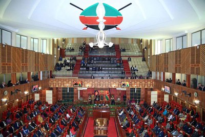 Kenyan President Uhuru Kenyatta addressing members from both sides of the house during the official opening of the 12th parliament.