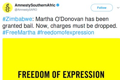 Martha O'Donovan granted bail by the High Court of Zimbabwe.